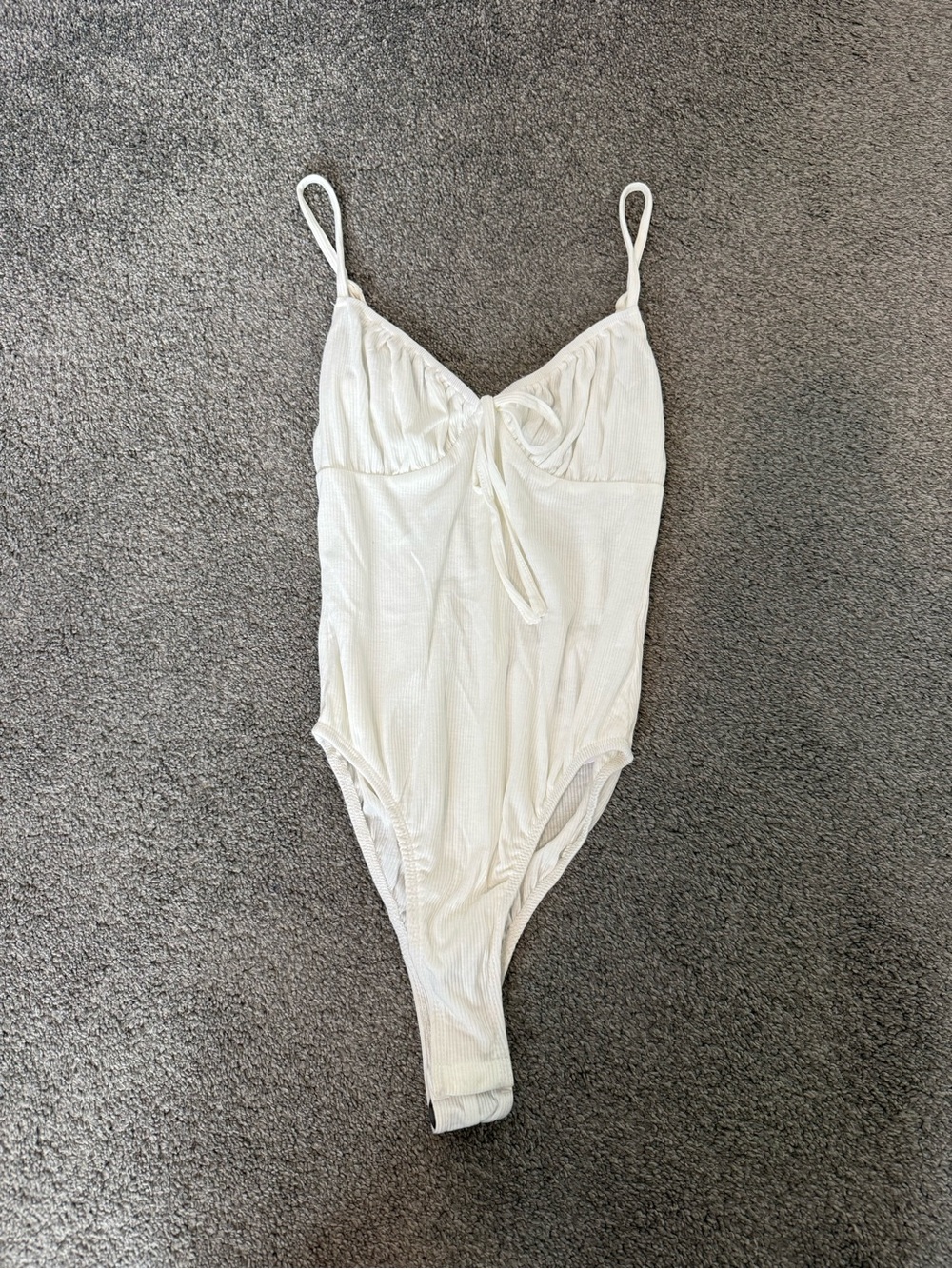 Princess Polly White Ribbed Tie-Front Bodysuit